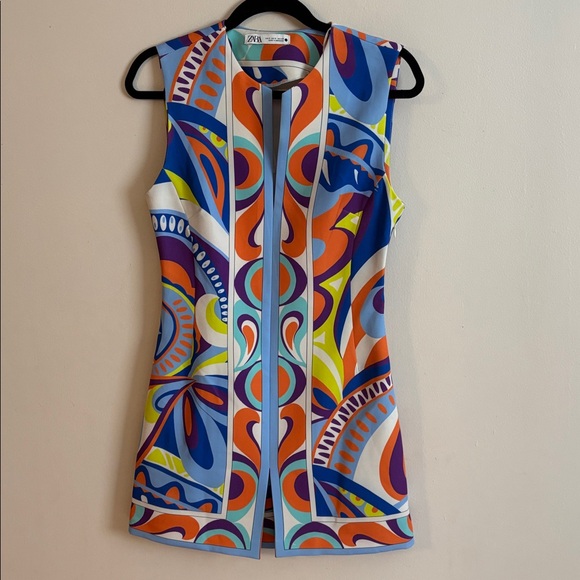 Zara Colorful Sleeveless Geometric Dress - Picture 4 of 5